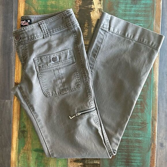 Y2K Lost Girl Convertible Cargo Pants Grey Flare Utility Sz 5 Small Vintage Gorp - Picture 10 of 12